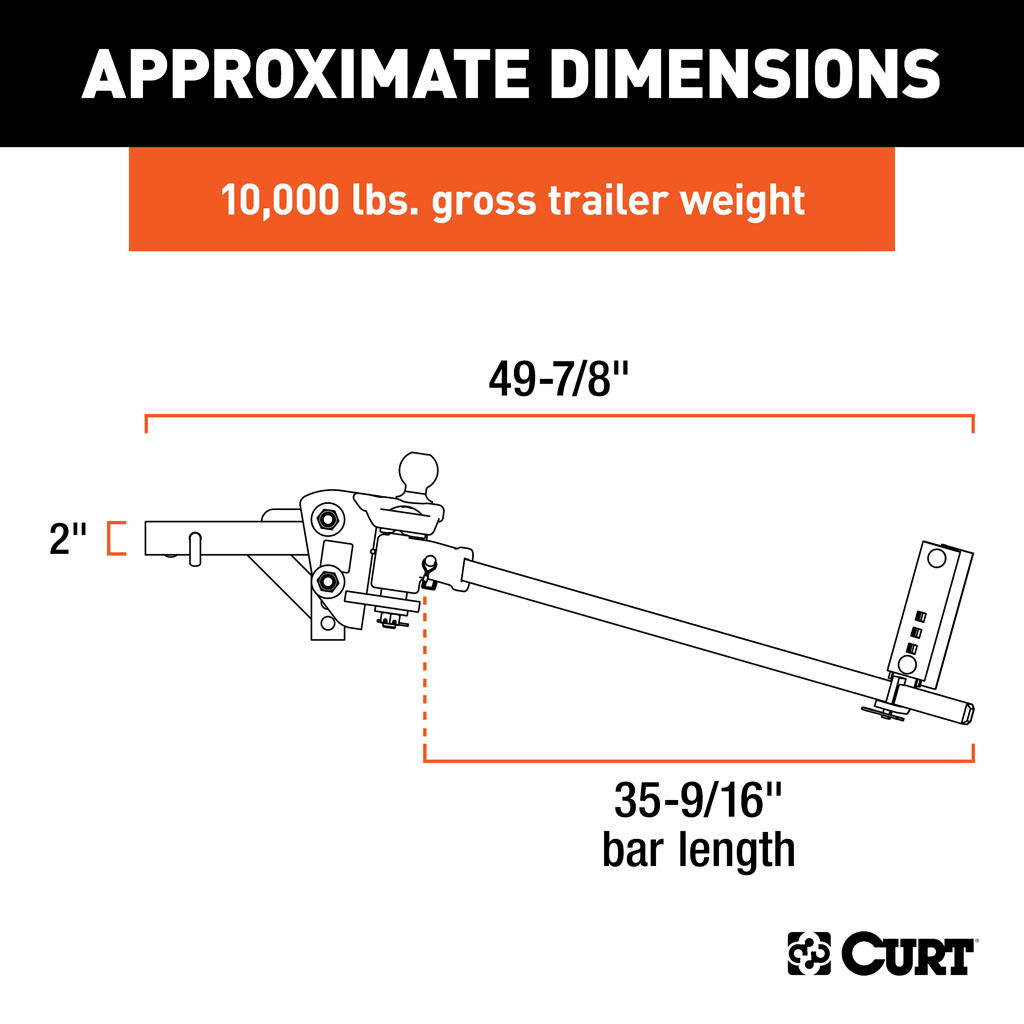 CURT TruTrack Trunnion Bar Weight Distribution System (8K - 10K lbs., 35-9/16" Bars) #17500