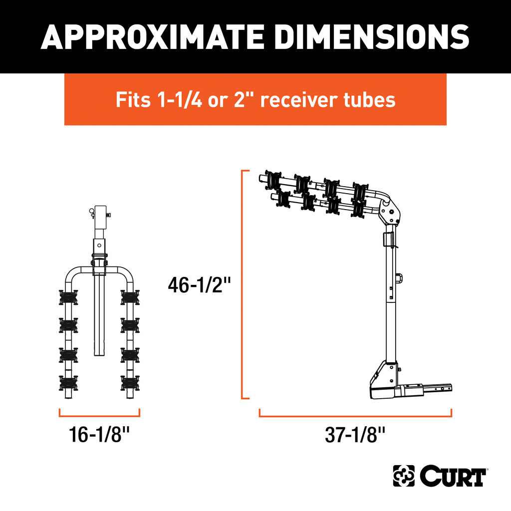 CURT Extendable Hitch-Mounted Bike Rack (2 or 4 Bikes, 1-1/4" or 2" Shank) #18030