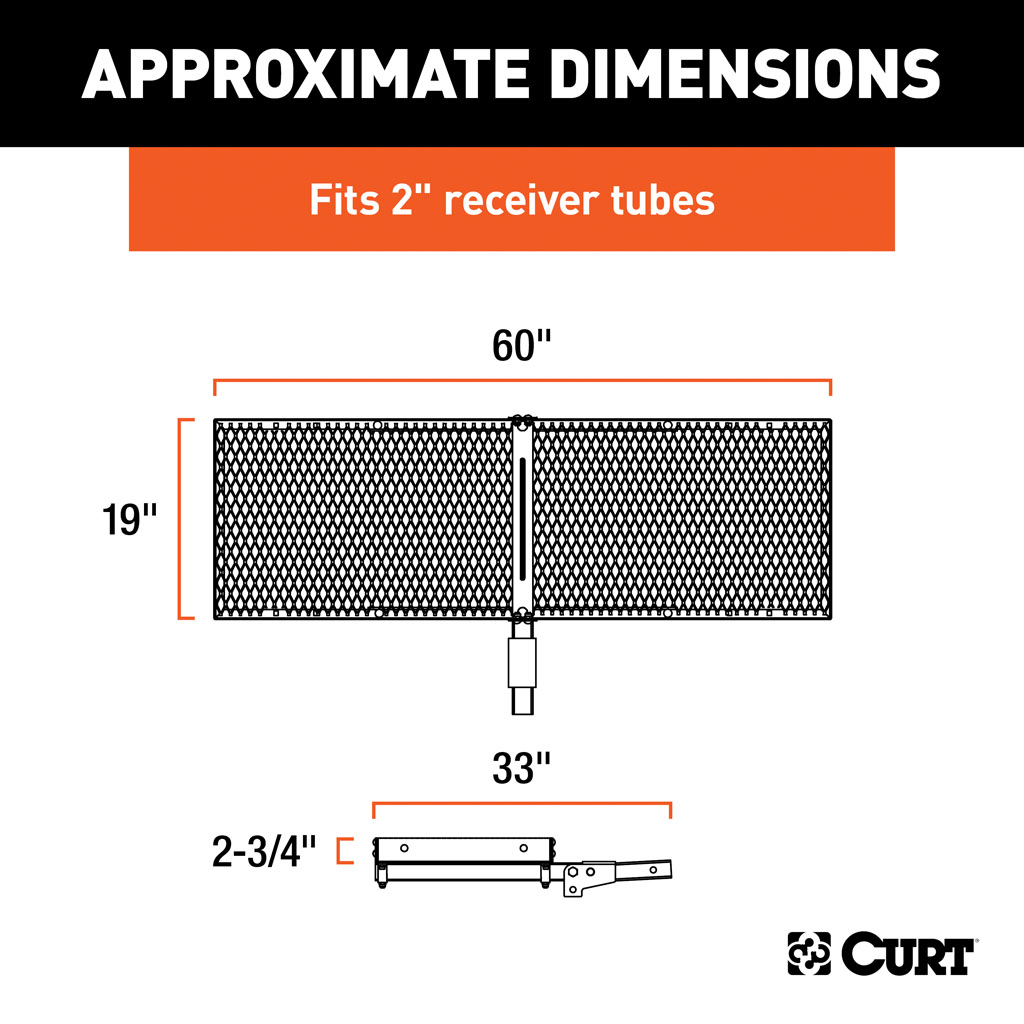 CURT 60" x 20" Aluminum Tray-Style Cargo Carrier (Folding 2" Shank) #18100