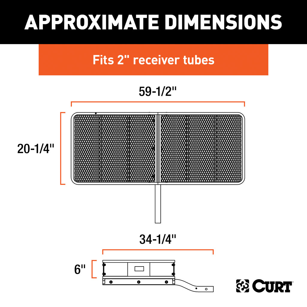 CURT 60" x 20" Basket-Style Cargo Carrier (Fixed 2" Shank) #18150