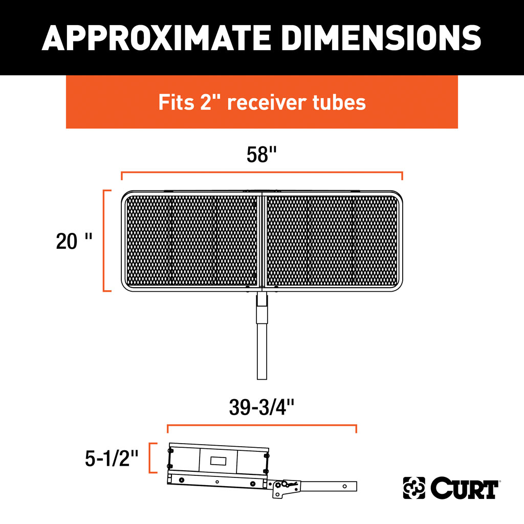 CURT 60" x 20" Basket-Style Cargo Carrier (Folding 2" Shank) #18151