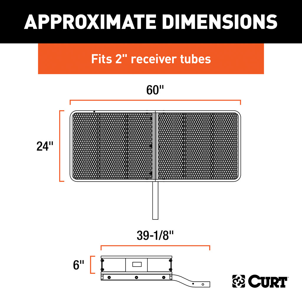 CURT 60" x 24" Basket-Style Cargo Carrier (Fixed 2" Shank) #18152