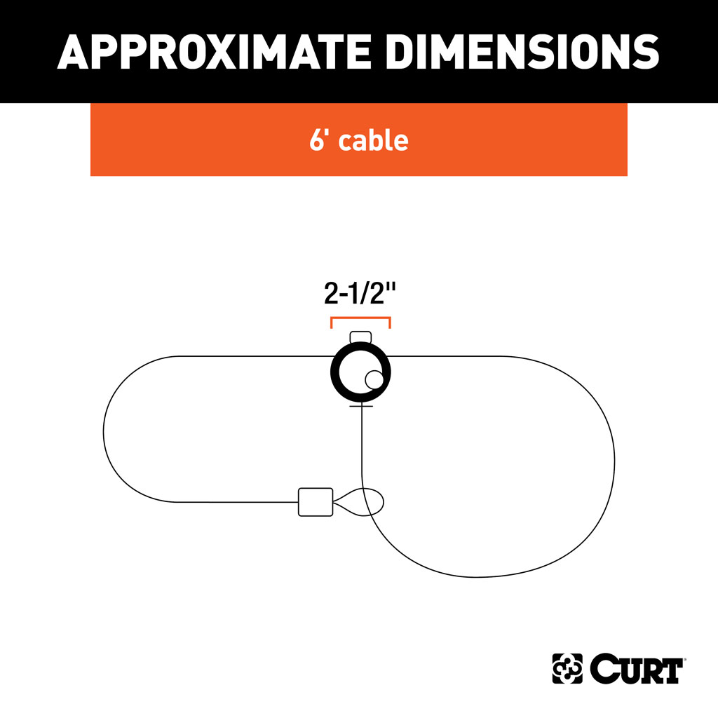 CURT Multi-Use Cable Lock (6' x 3/8" Cable, Vinyl-Coated Braided Steel) #23666