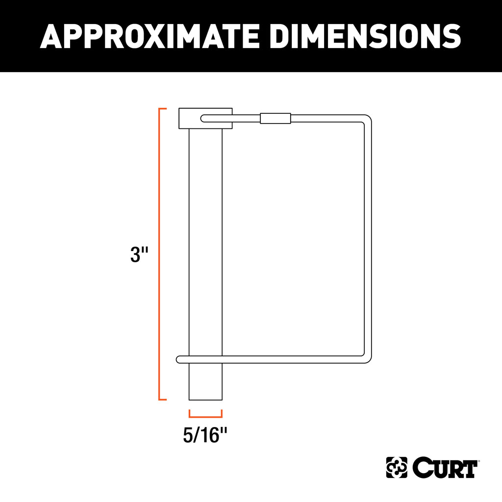 CURT 5/16" Safety Pin (3" Pin Length, Packaged) #25011