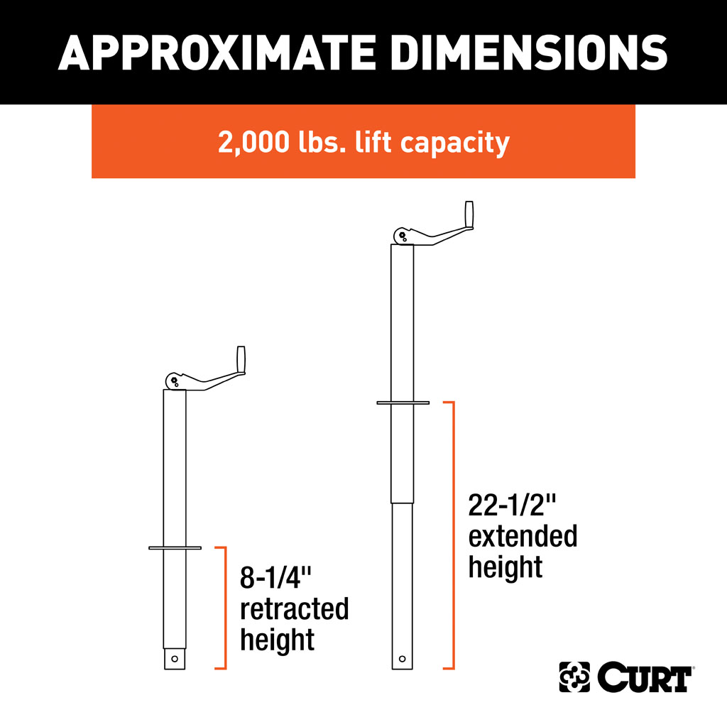 CURT A-Frame Jack with Top Handle (2,000 lbs., 14" Travel) #28200