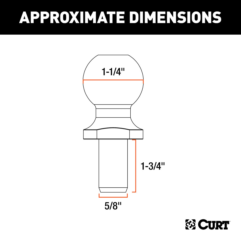 CURT Replacement 1-1/4"Sway Control Ball (5/8" x 1-3/4" Shank) #40093