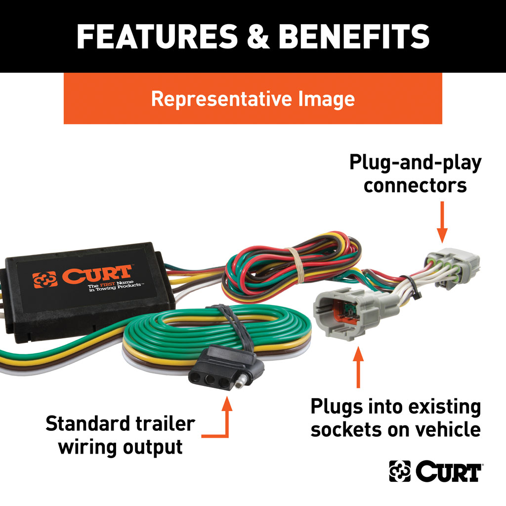 CURT Custom Wiring Harness (4-Way Flat Output) #55504