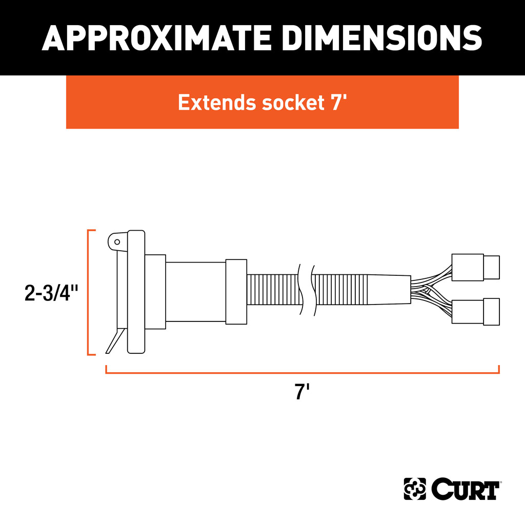 CURT 7' Custom Wiring Harness Extension (Adds 7-Way RV Blade to Truck Bed) #56071