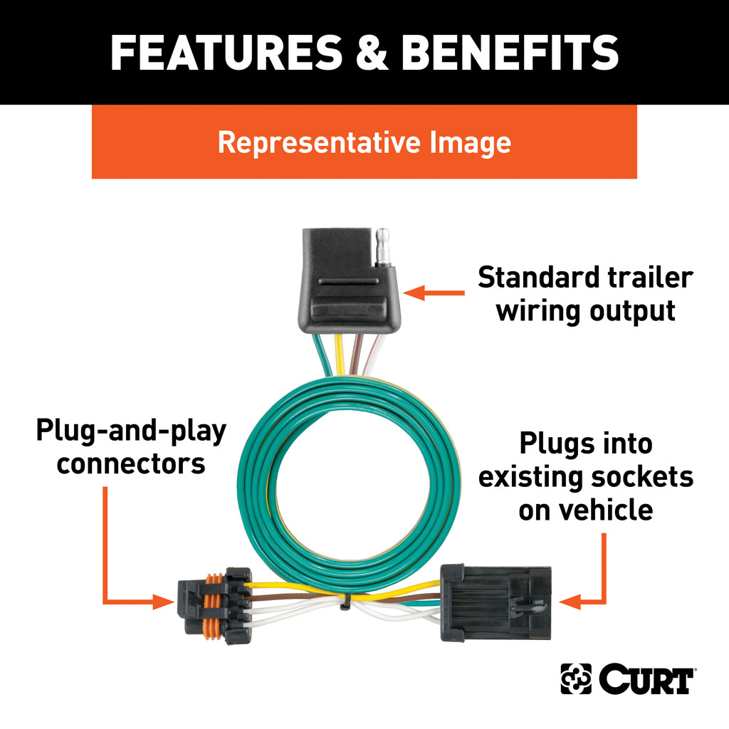 CURT Custom Wiring Harness (4-Way Flat Output) #56077