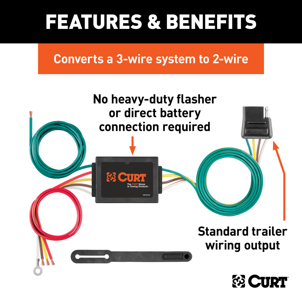 CURT Non-Powered 3-to-2-Wire Taillight Converter #56130