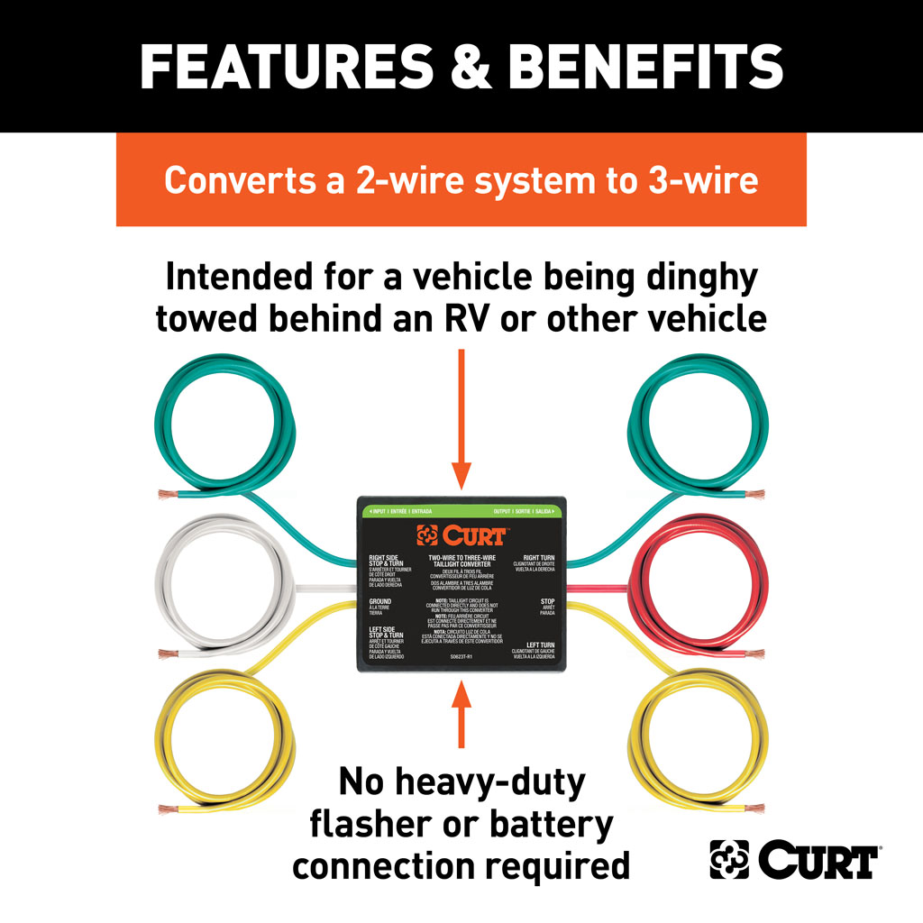 CURT 2-to-3-Wire Taillight Converter #56196