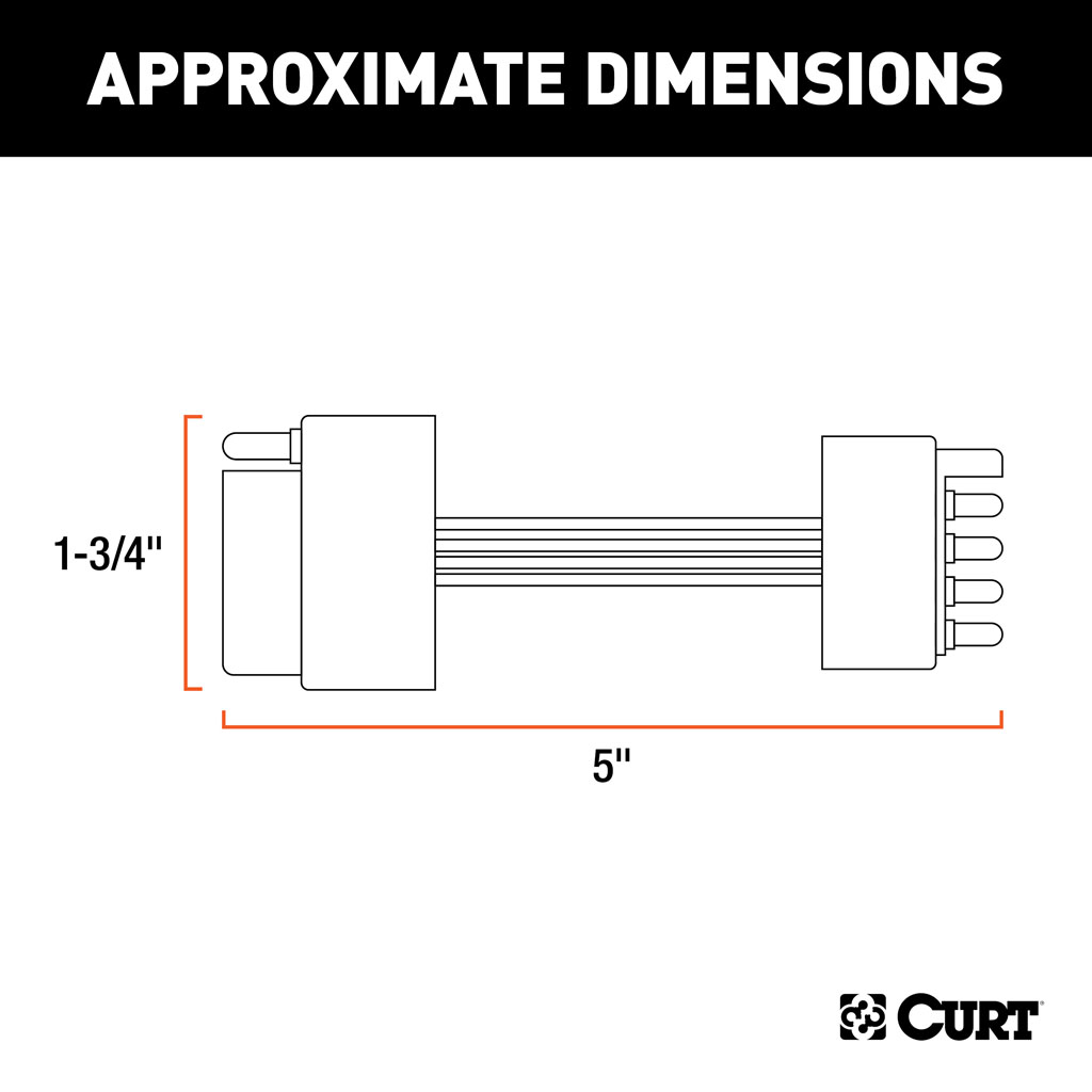 CURT Electrical Adapter (4-Way Flat Vehicle to 5-Way Flat Trailer) #57187