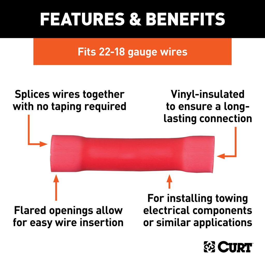 CURT Butt Connectors (22-18 Wire Gauge, 100-Pack) #59421