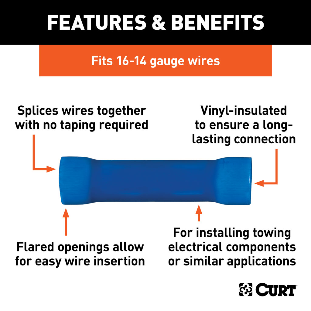 CURT Butt Connectors (16-14 Wire Gauge, 100-Pack) #59422