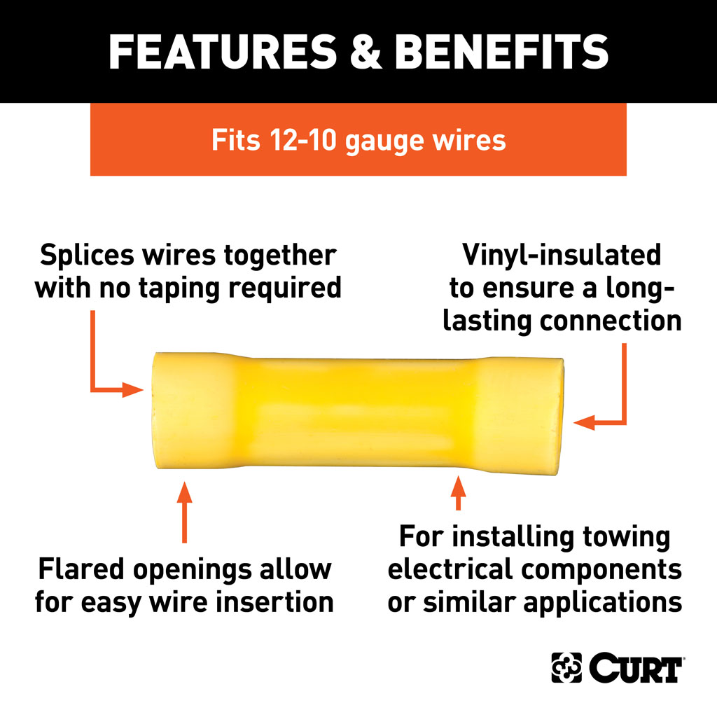 CURT Butt Connectors (12-10 Wire Gauge, 100-Pack) #59423