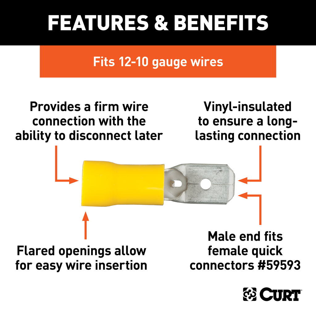 CURT Male Quick Connectors (12-10 Wire Gauge, 100-Pack) #59433