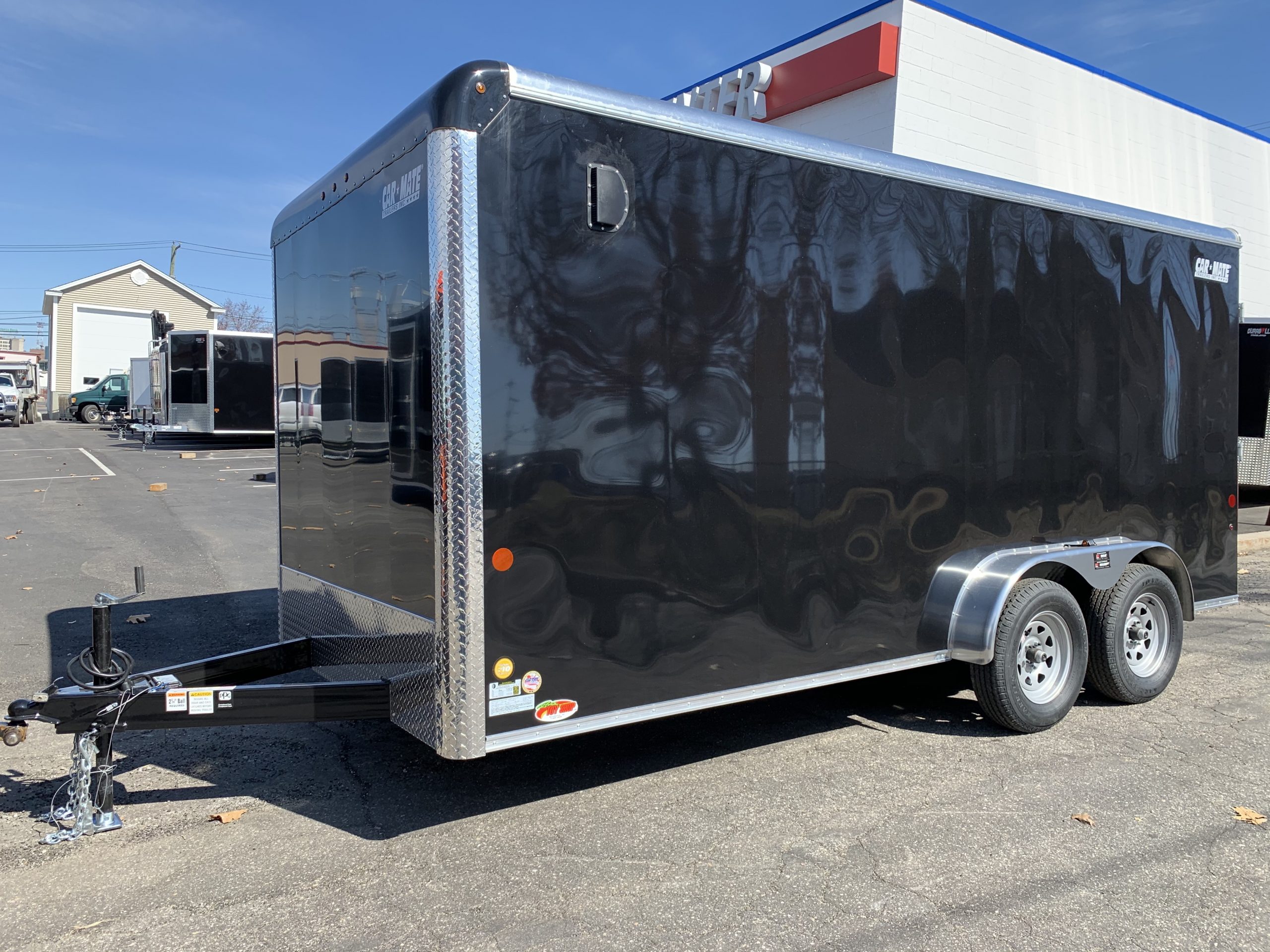 Enclosed Cargo Trailer 7'x16' BLACK RAMP Car Mate Custom Cargo 6" UP