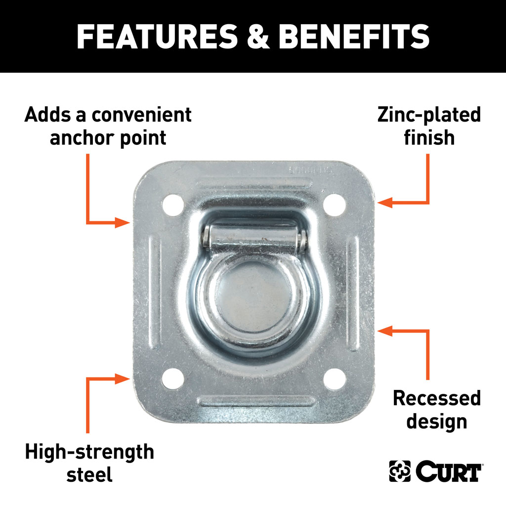 CURT 1 1 2 x 1 1 2 Recessed Tie Down Ring 5 000 lbs. Clear