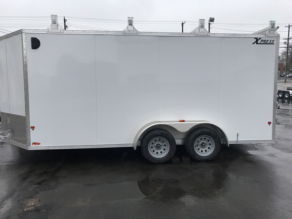 Enclosed Contractor Trailer 7'x16' WHITE BARN Aluminum w/Ramps