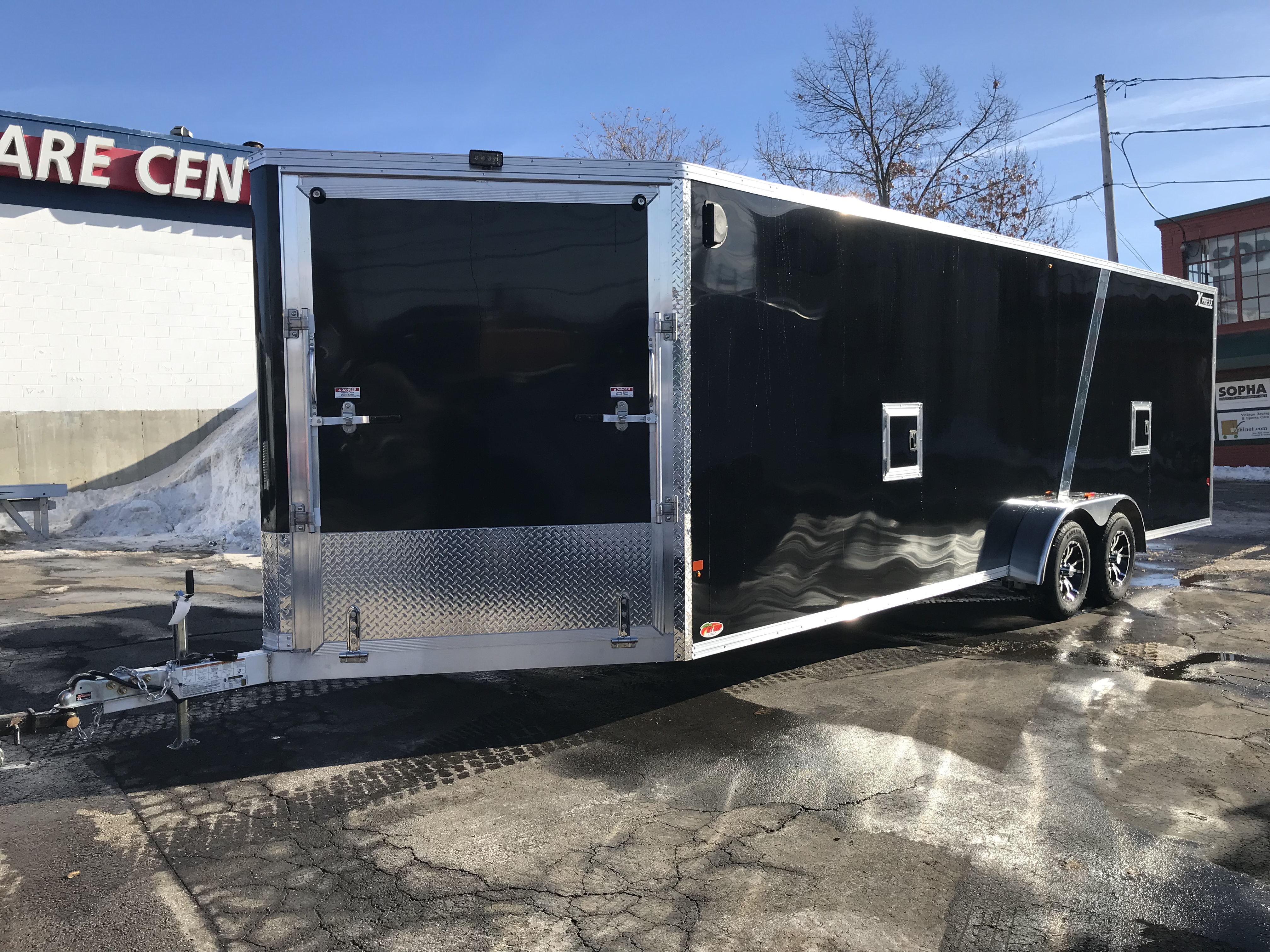 Enclosed SNOWMOBILE Trailer 7'x24' BLACK/BLACK by RAMP High County Trailers