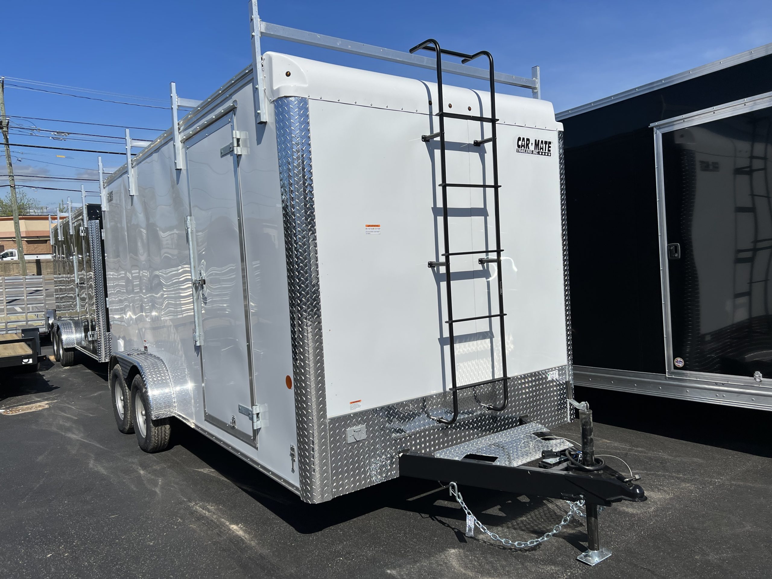 Enclosed Contractor Trailer 7'x16' WHITE RAMP REAR DOOR CAR MATE