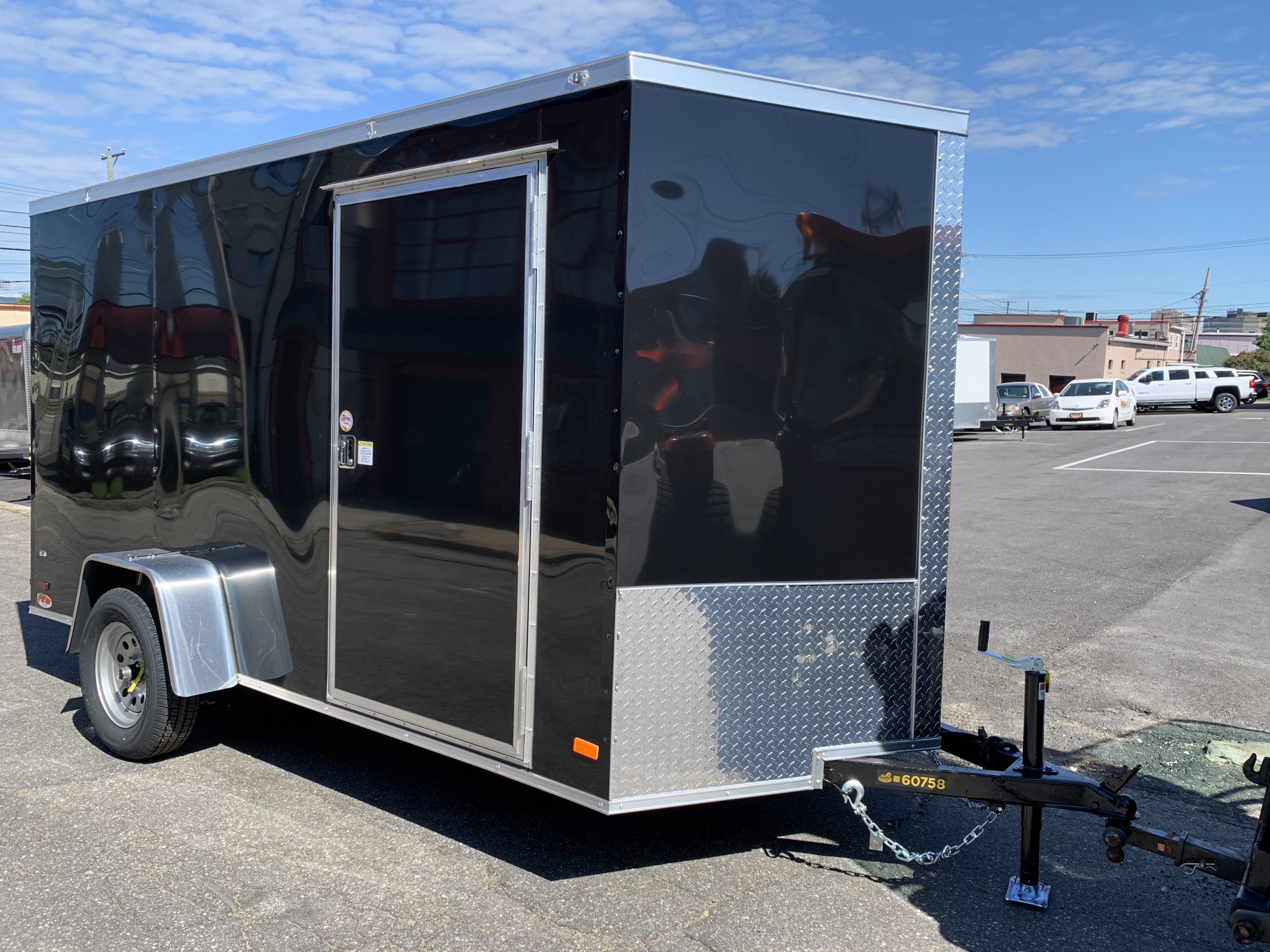 Enclosed Cargo Trailer 6'x12'+2'V BLACK Barn Door Covered Wagon