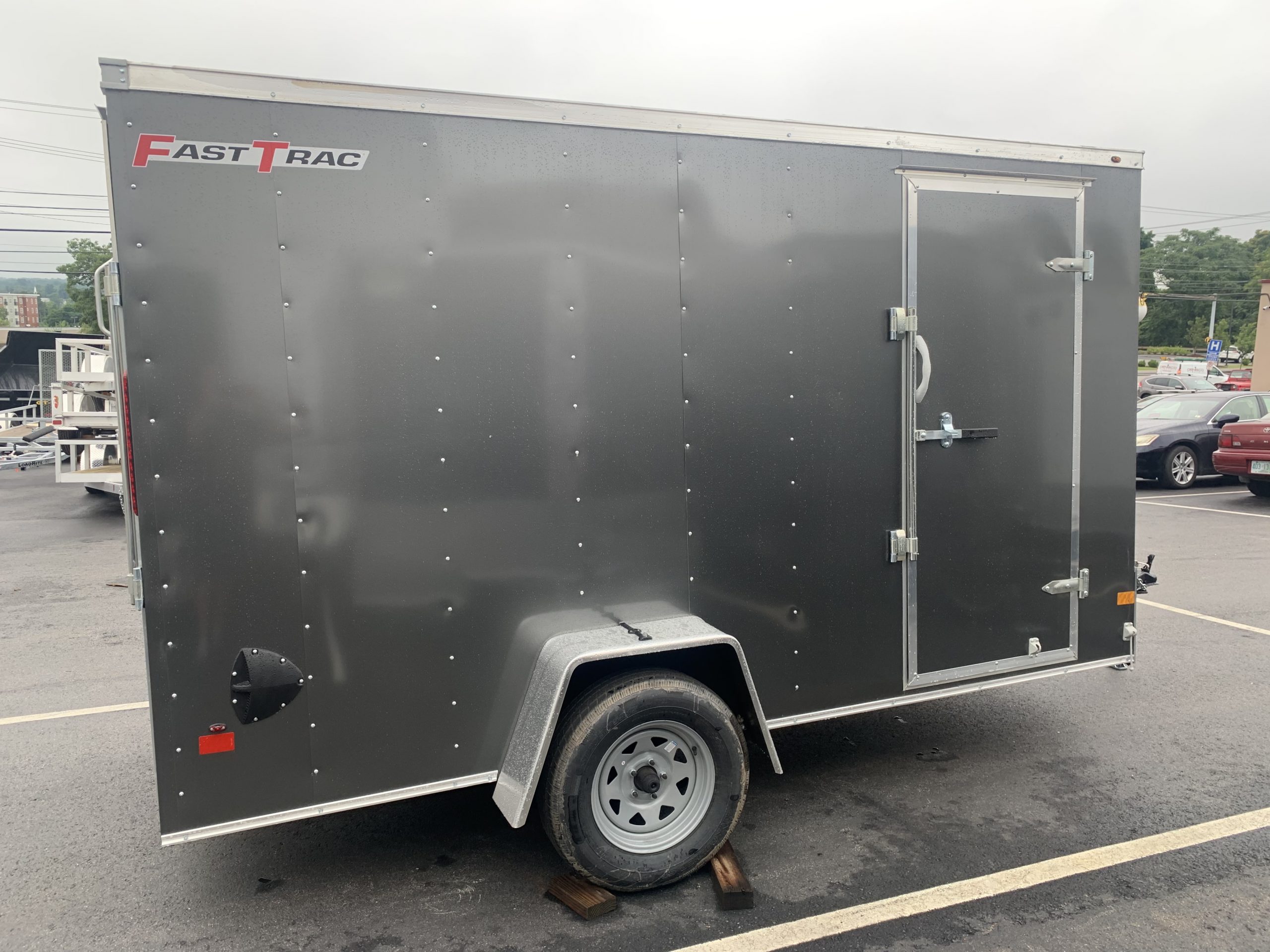 Enclosed Cargo Trailer 6'x12'+2'V Charcoal RAMP Wells Cargo