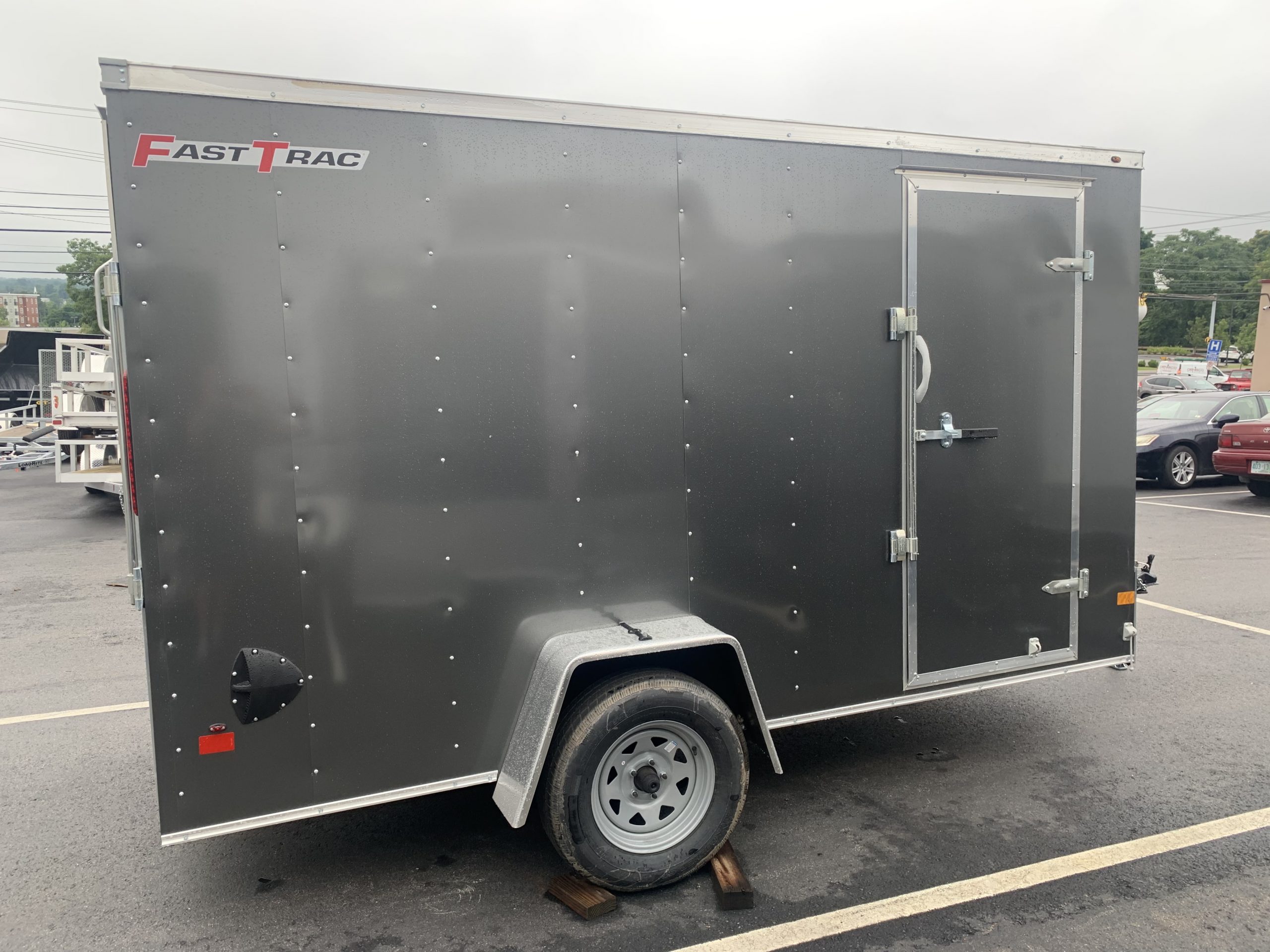 Enclosed Cargo Trailer 6'x12'+2'V Charcoal RAMP Wells Cargo