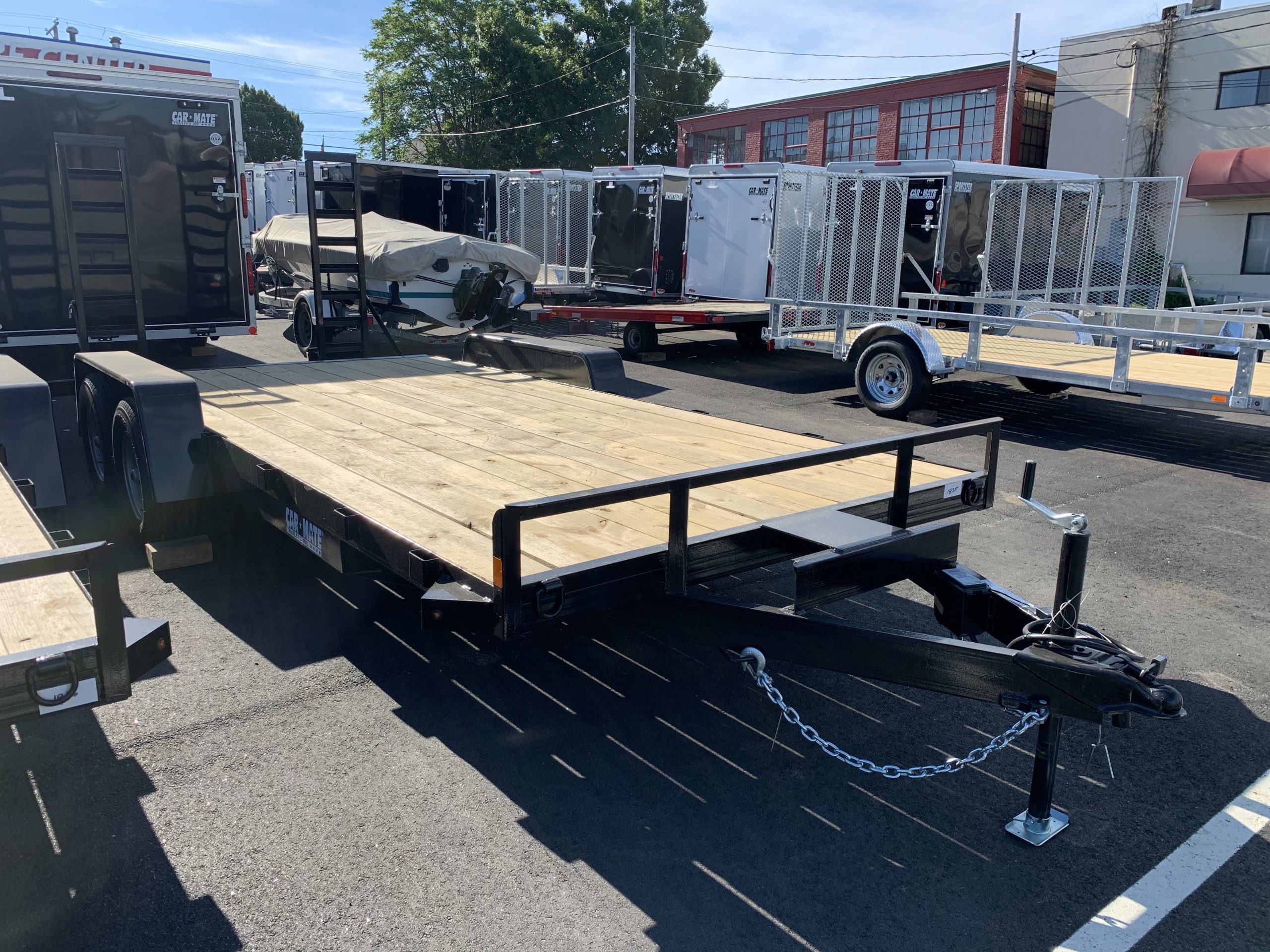 Open Car Hauler 82"x18' BLACK Car Mate Trailer 10k GVWR Fold up Ramps