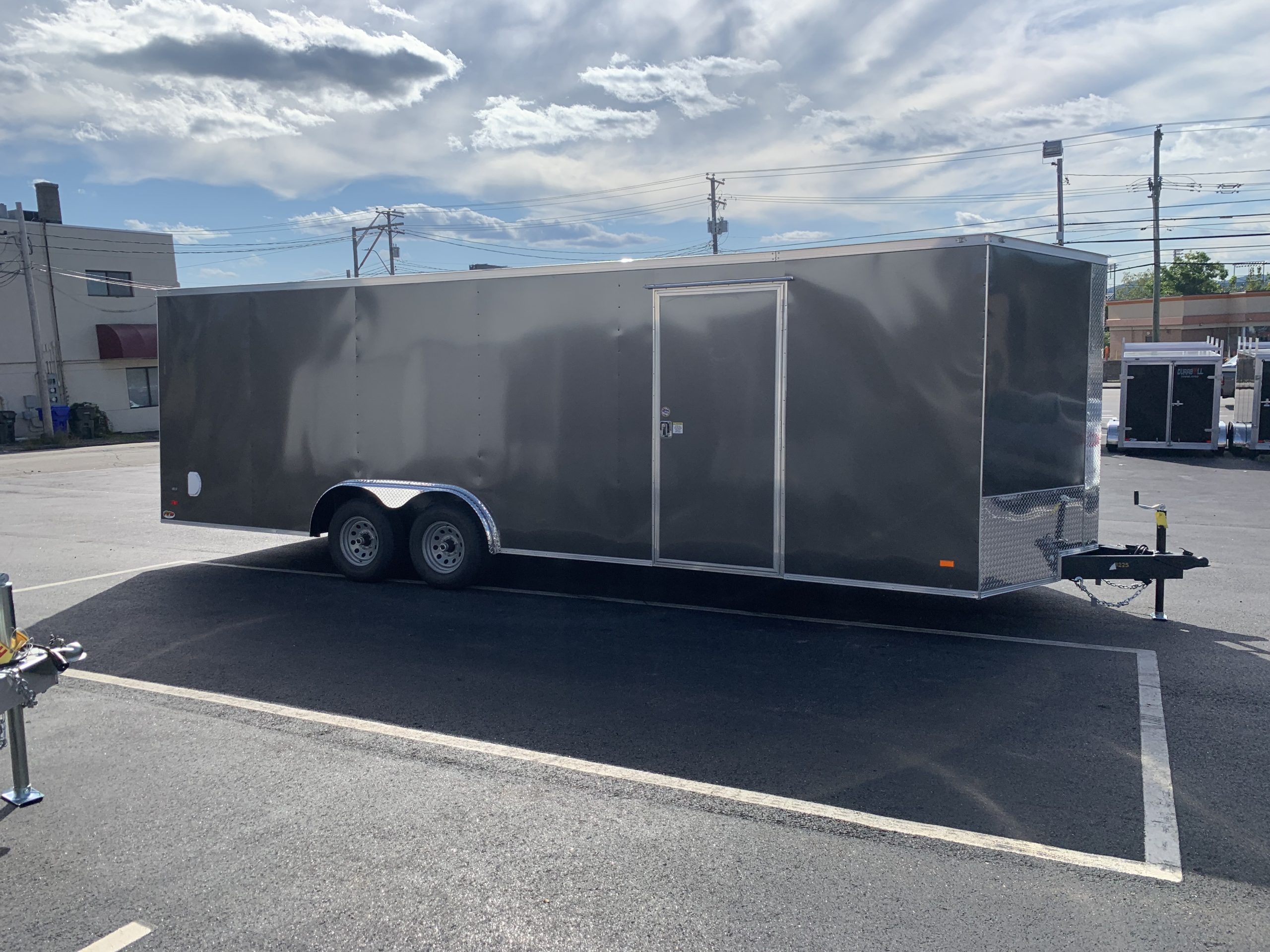 Enclosed Car Hauler Trailer 8.5'x24'+2'V CHARCOAL Covered Wagon 10K GVWR