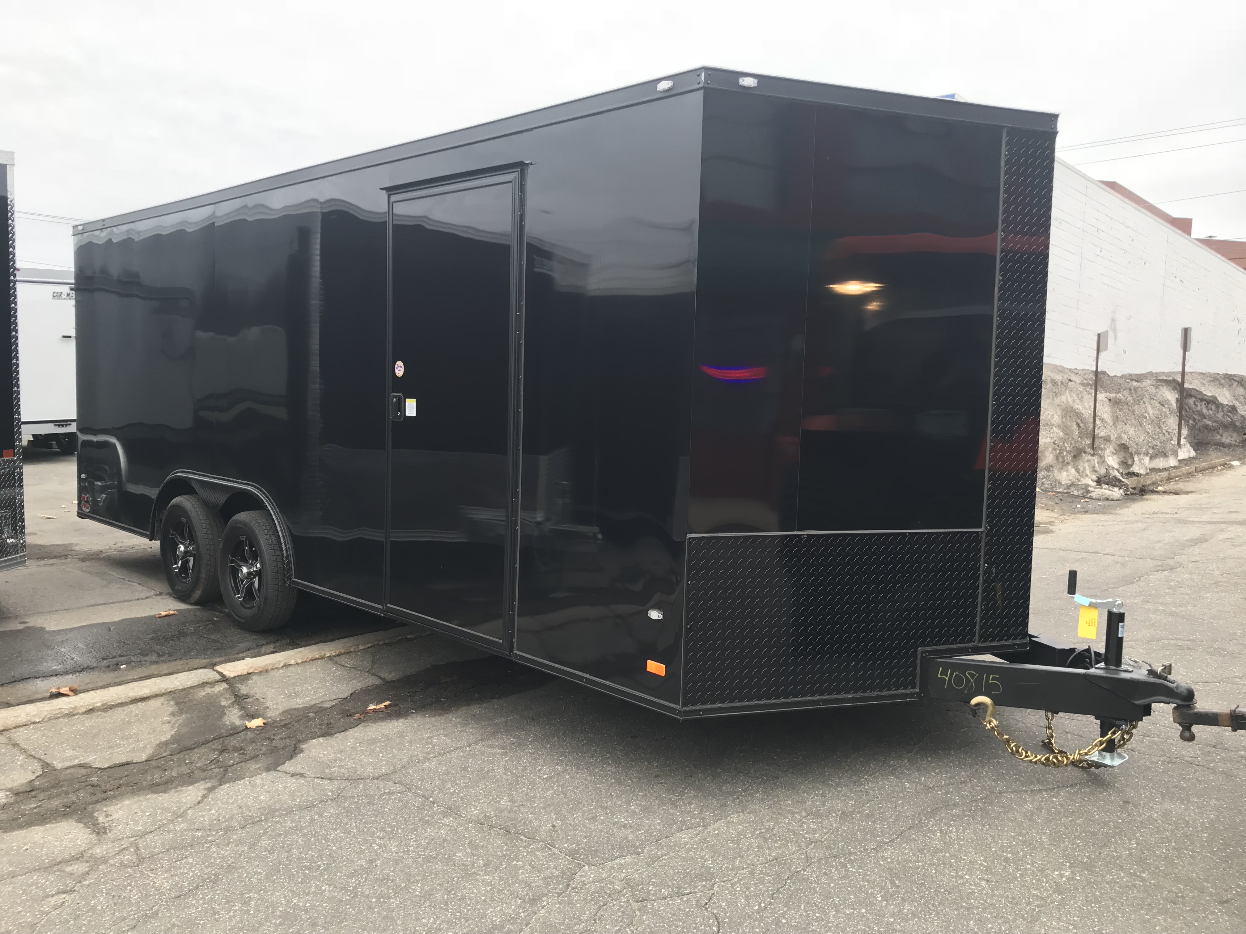 Enclosed Car Hauler Trailer 8.5'x24'+2'V BLACK OUT Covered Wagon 10k