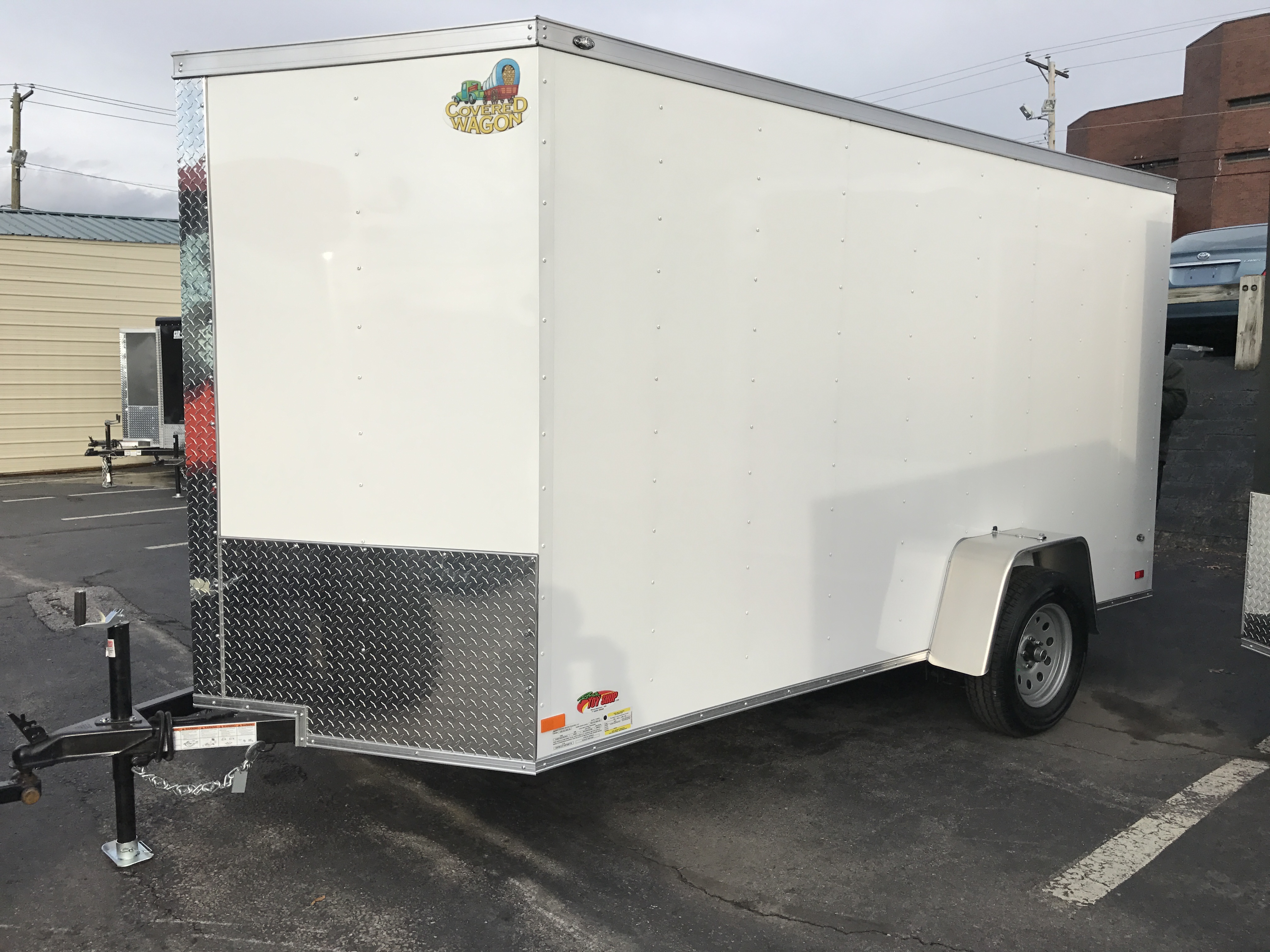 Enclosed Cargo Trailer 6'x10'+2'V WHITE RAMP Covered Wagon