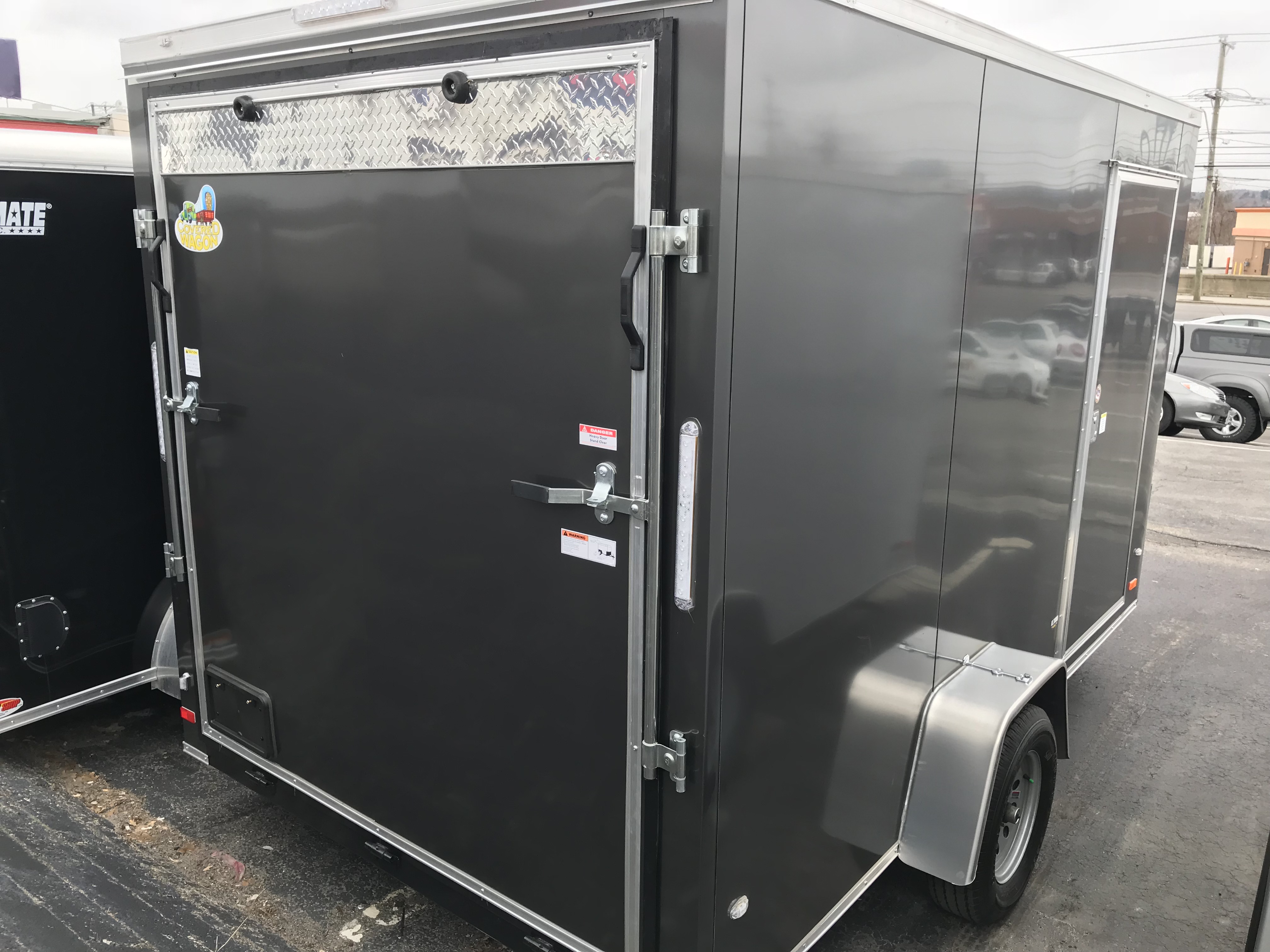 Enclosed Cargo Trailer 7'x12'+2'V CHARCOAL RAMP Covered Wagon