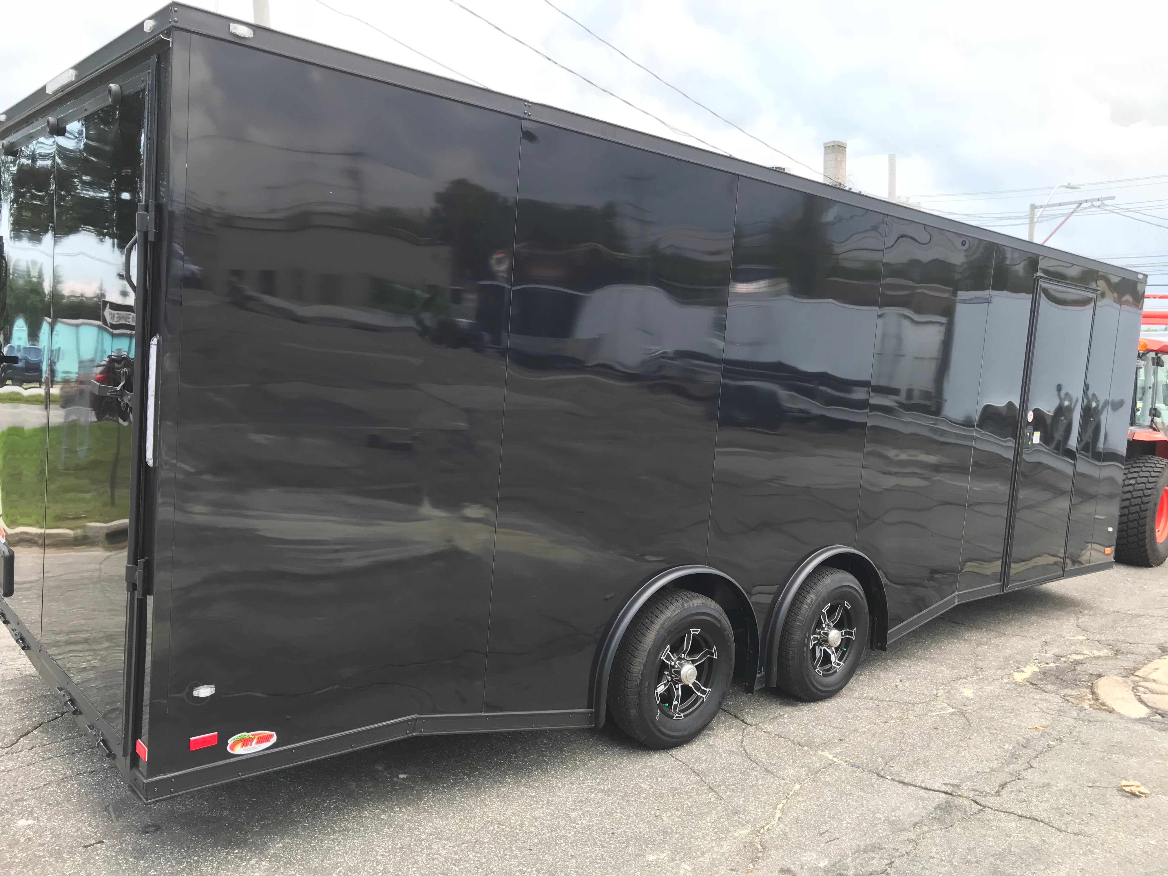 Enclosed Car Hauler Trailer 8.5'x24'+2'V BLACK OUT Covered Wagon 10k