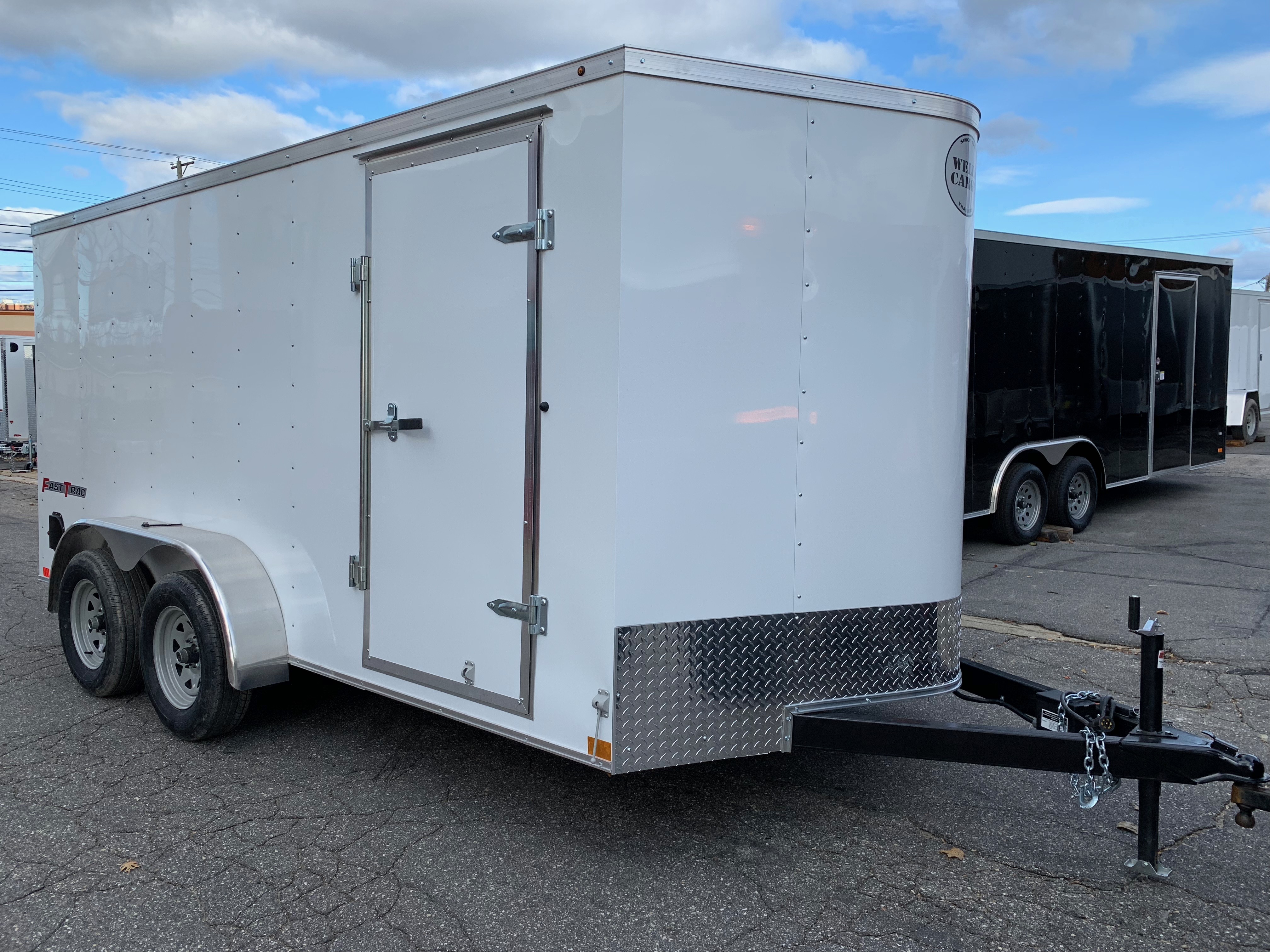 Enclosed Cargo Trailer 7'x14'+2'V WHITE RAMP Wells Cargo