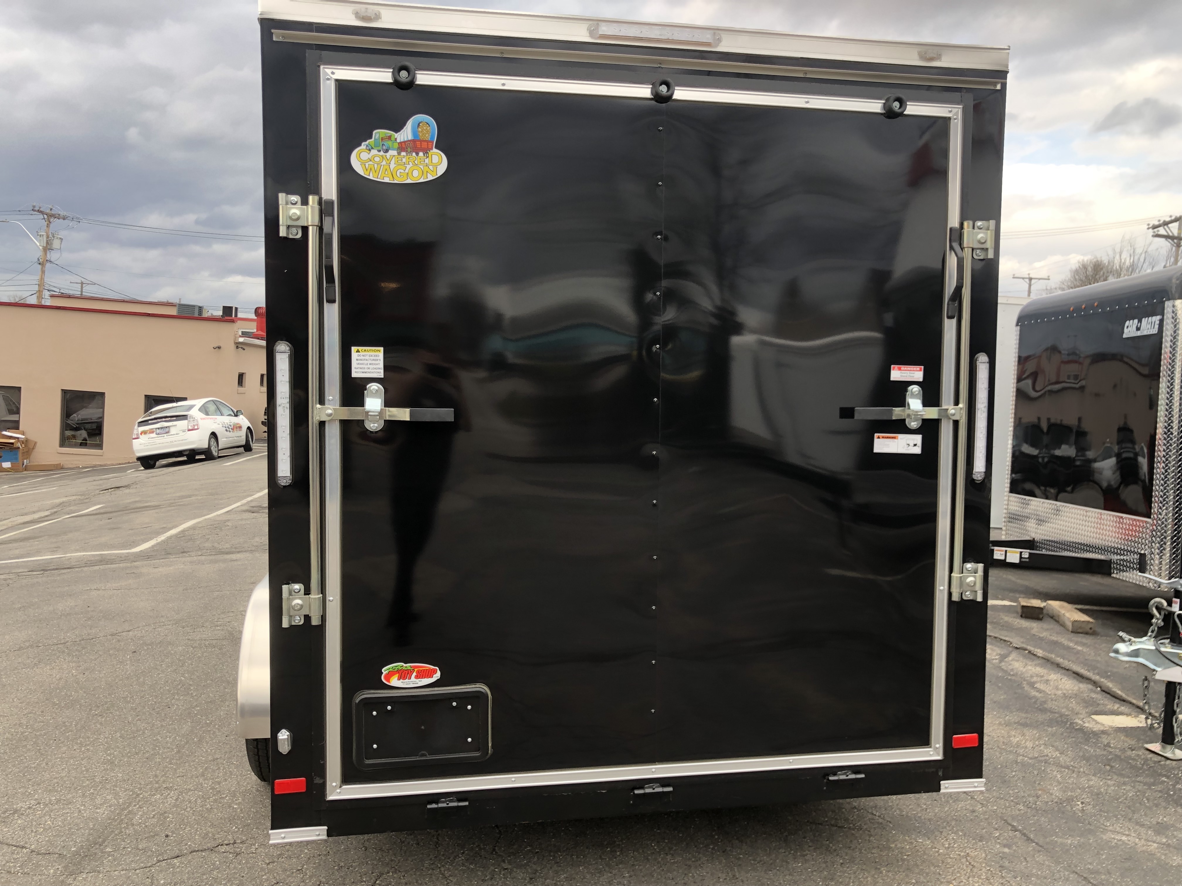 Enclosed Cargo Trailer 7'x14'+2'V BLACK RAMP Covered Wagon Extended Height
