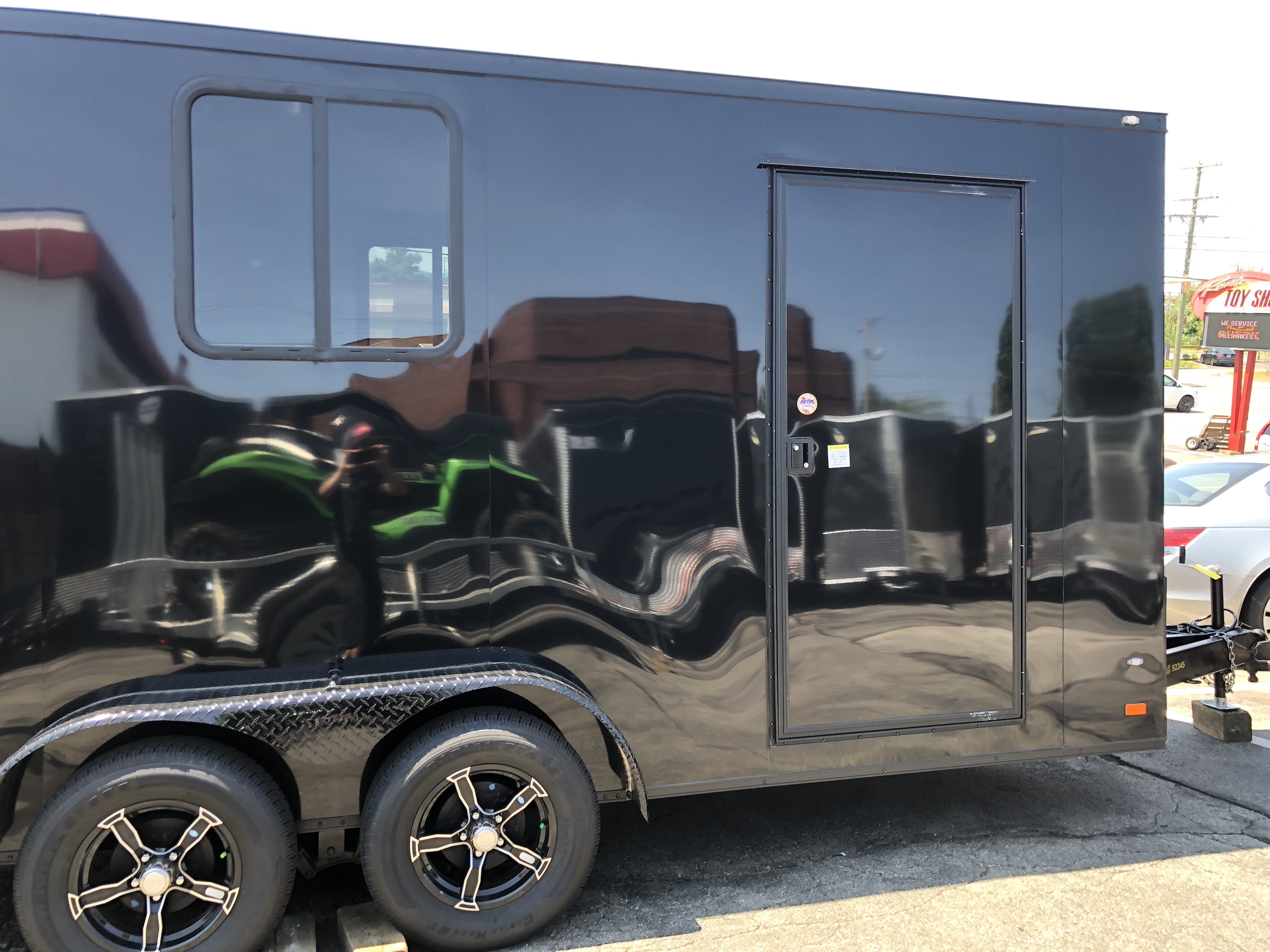 Enclosed Cargo Trailer 7'x16'+2'V Side By Side BLACK OUT Covered Wagon