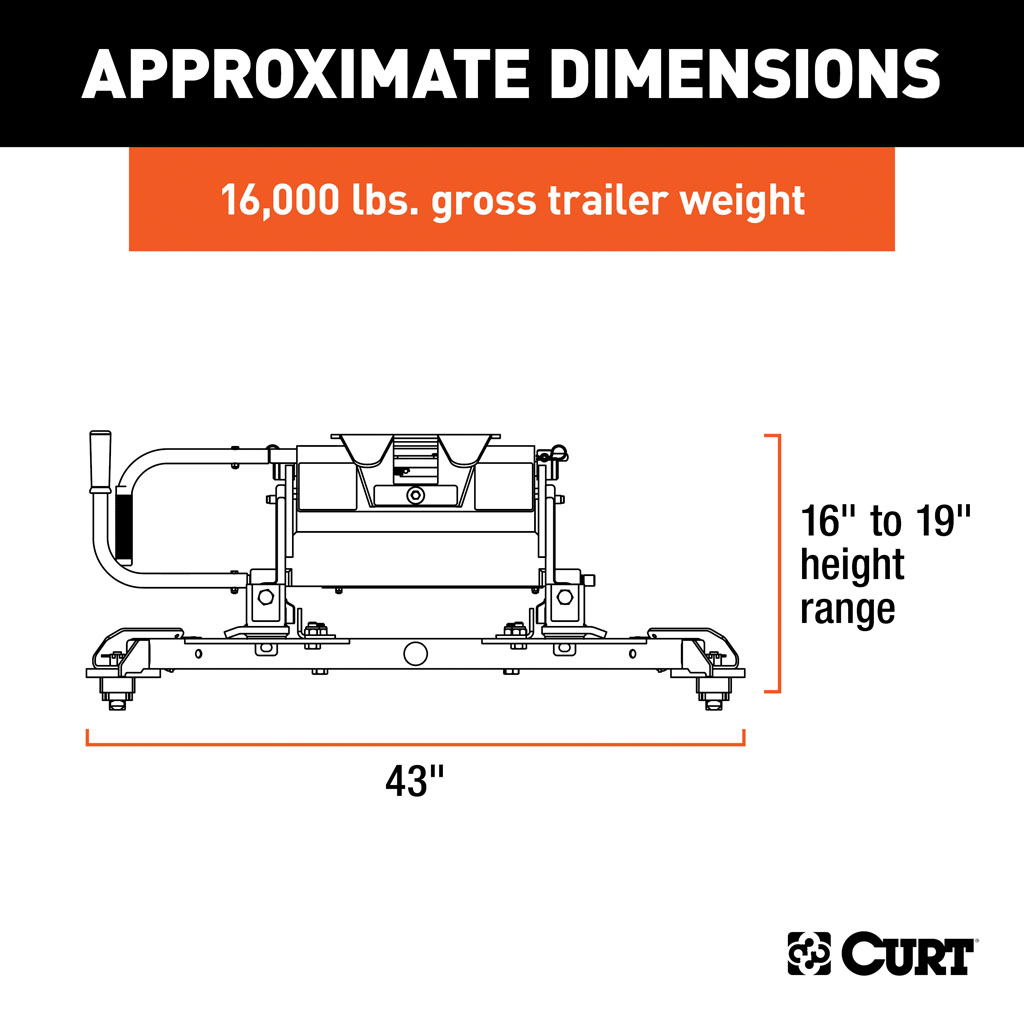 CURT E16 5th Wheel Hitch with Roller and Ram Puck System Adapter #16684