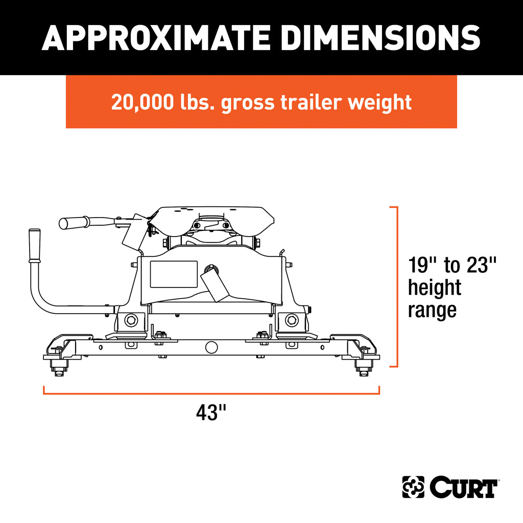 CURT A20 5th Wheel Hitch with Roller and Ram Puck System Adapter #16686