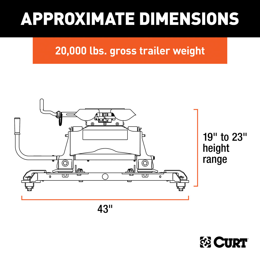 CURT Q20 5th Wheel Hitch with Roller and Ram Puck System Adapter #16687