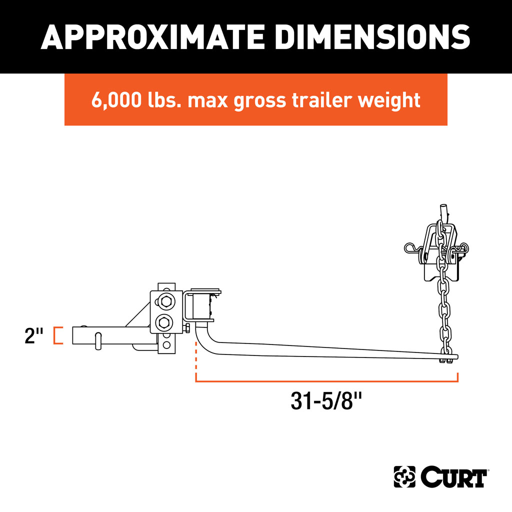 CURT Round Bar Weight Distribution Hitches (5K - 6K lbs., 31-5/8" Bars) - 20-Pack #17000020