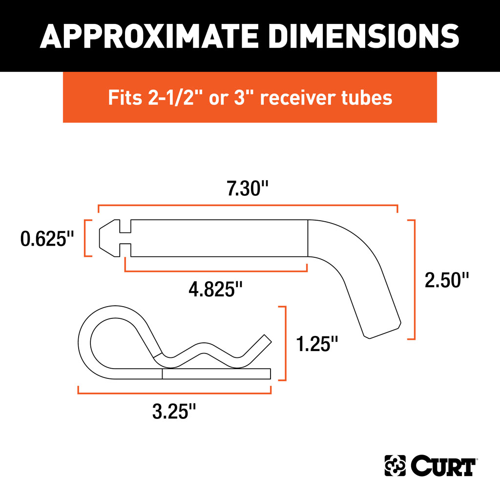 CURT Heavy-Duty 5/8" Hitch Pin with Groove (2-1/2" or 3" Receiver, Zinc, Packaged) #21506