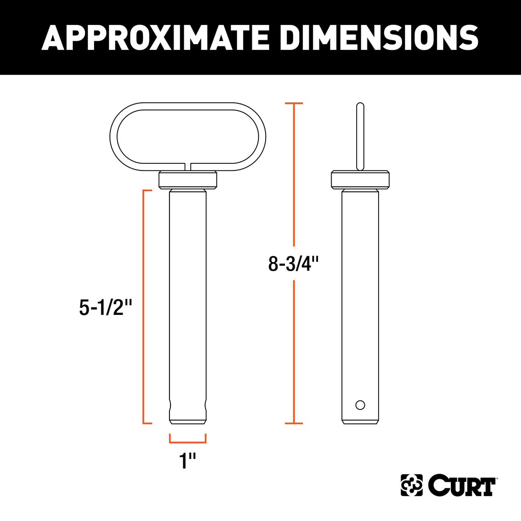 CURT 1" Clevis Pin with Handle and Clip #45803