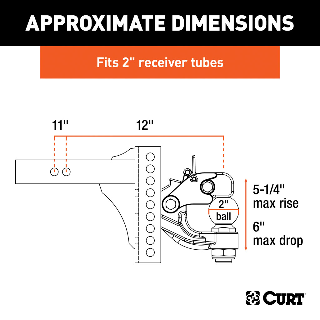 CURT Adjustable Channel Mount with 2-5/16" Ball & Pintle (2" Shank, 13,000 lbs.) #45907