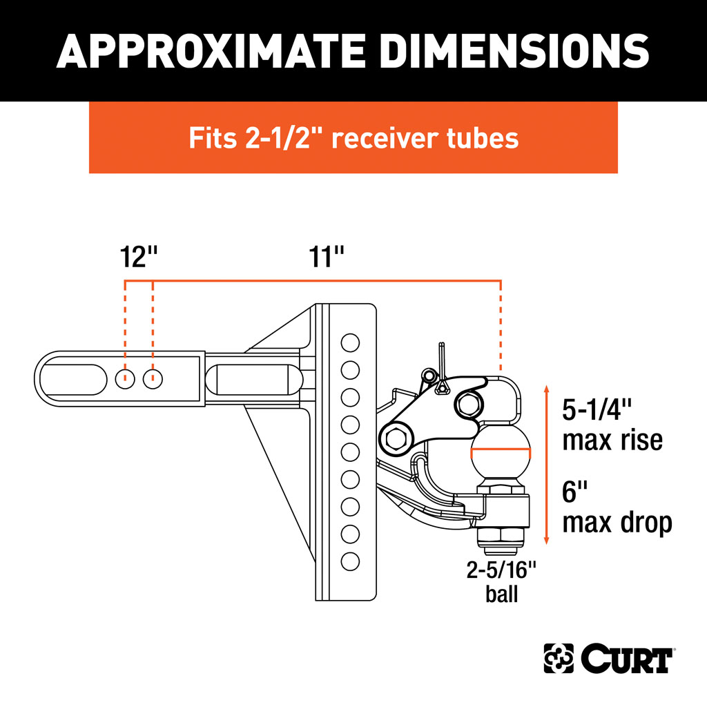 CURT Adjustable Channel Mount with 2-5/16" Ball & Pintle (2-1/2" Shank, 20,000 lbs.) #45908