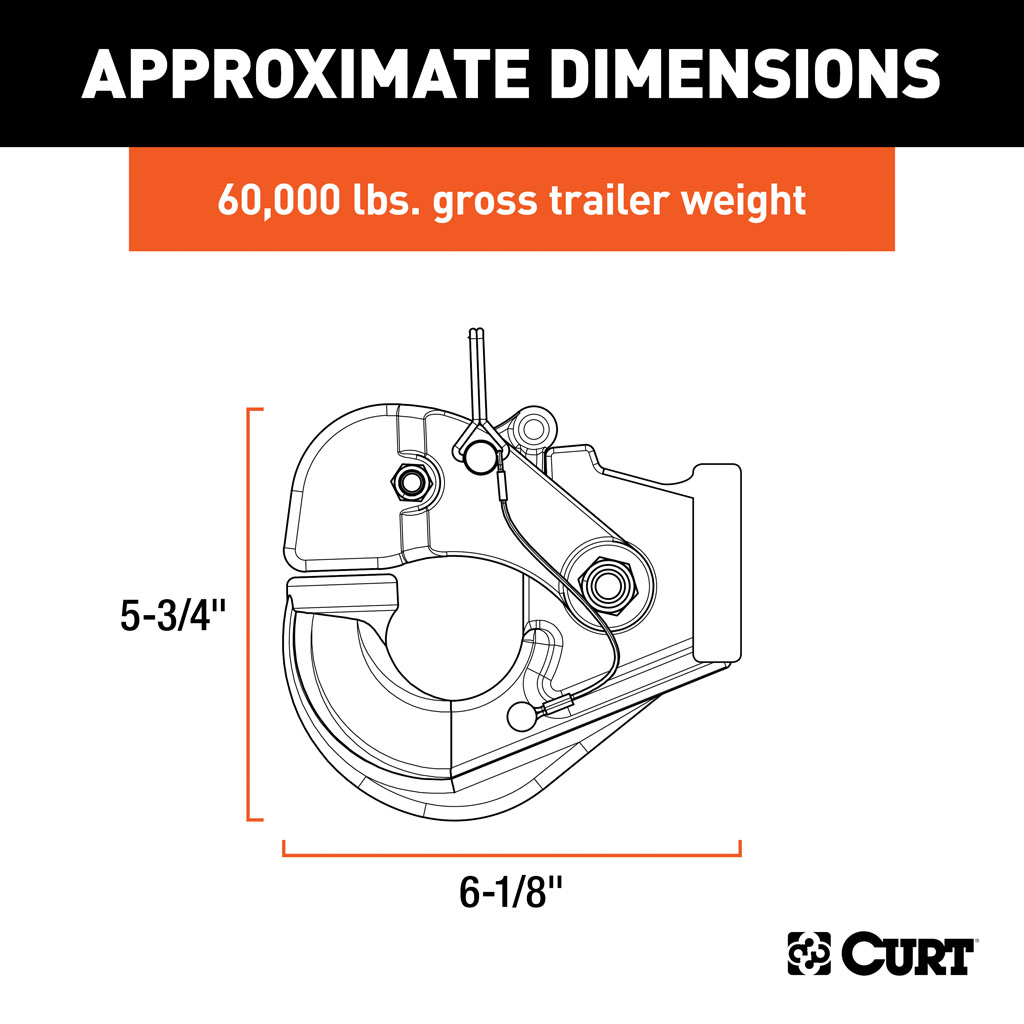 CURT Pintle Hook (60,000 lbs., 2-1/2" or 3" Lunette Eyes) #48231