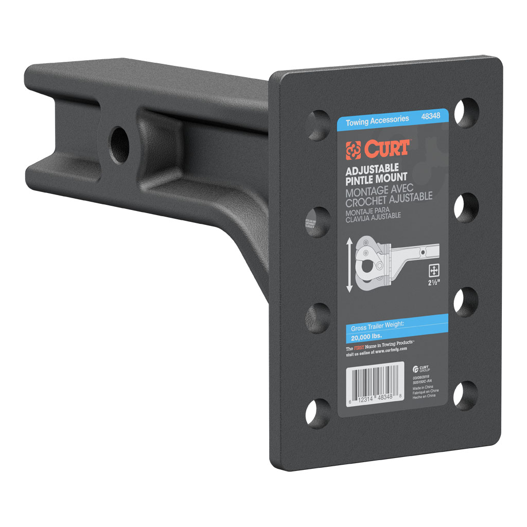 CURT Adjustable Pintle Mount (2-1/2" Shank, 20,000 lbs., 7-1/4" High, 10-3/4" Long) #48348