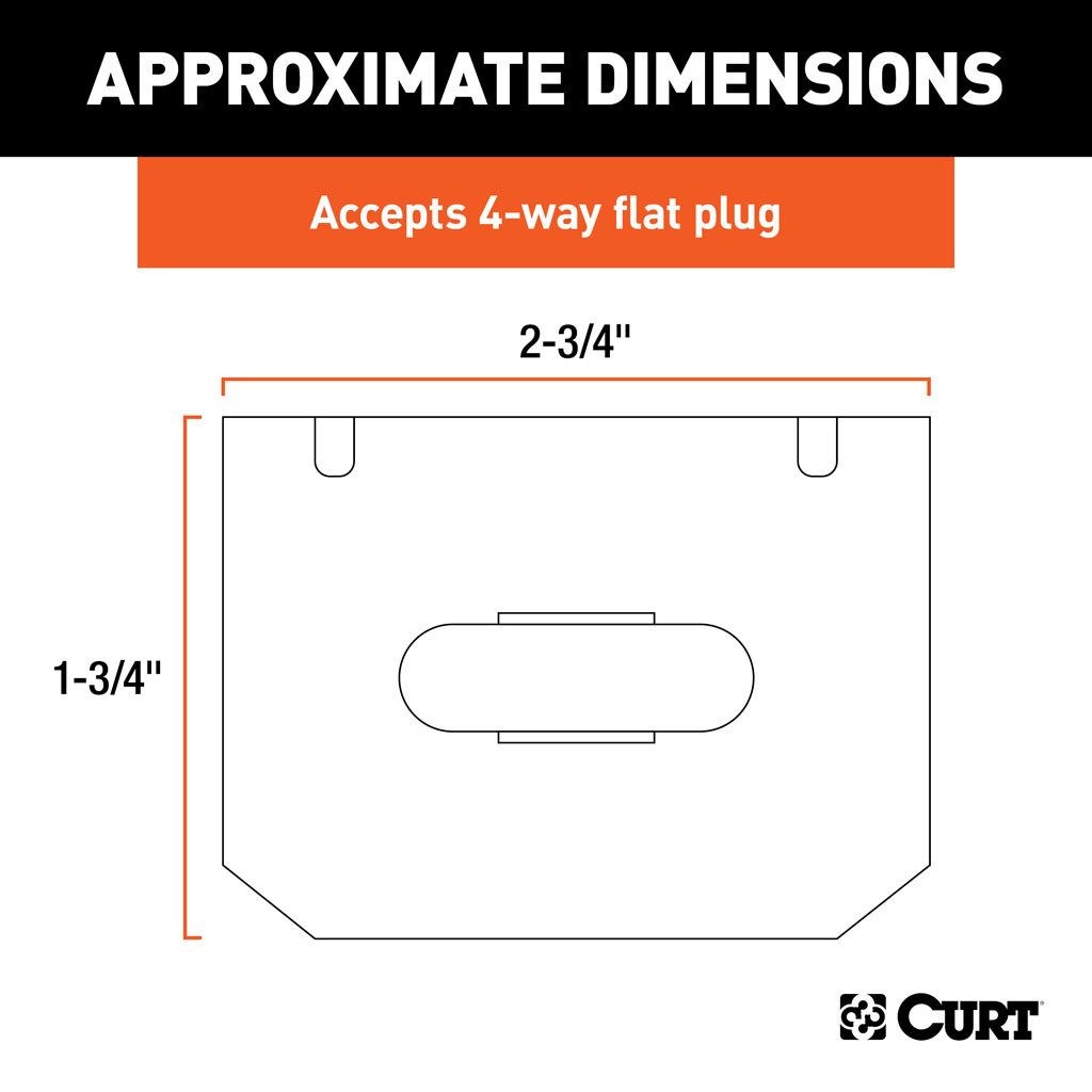 CURT 4-Way Flat Connector Socket with Hardware (Vehicle Side, Packaged) #58345