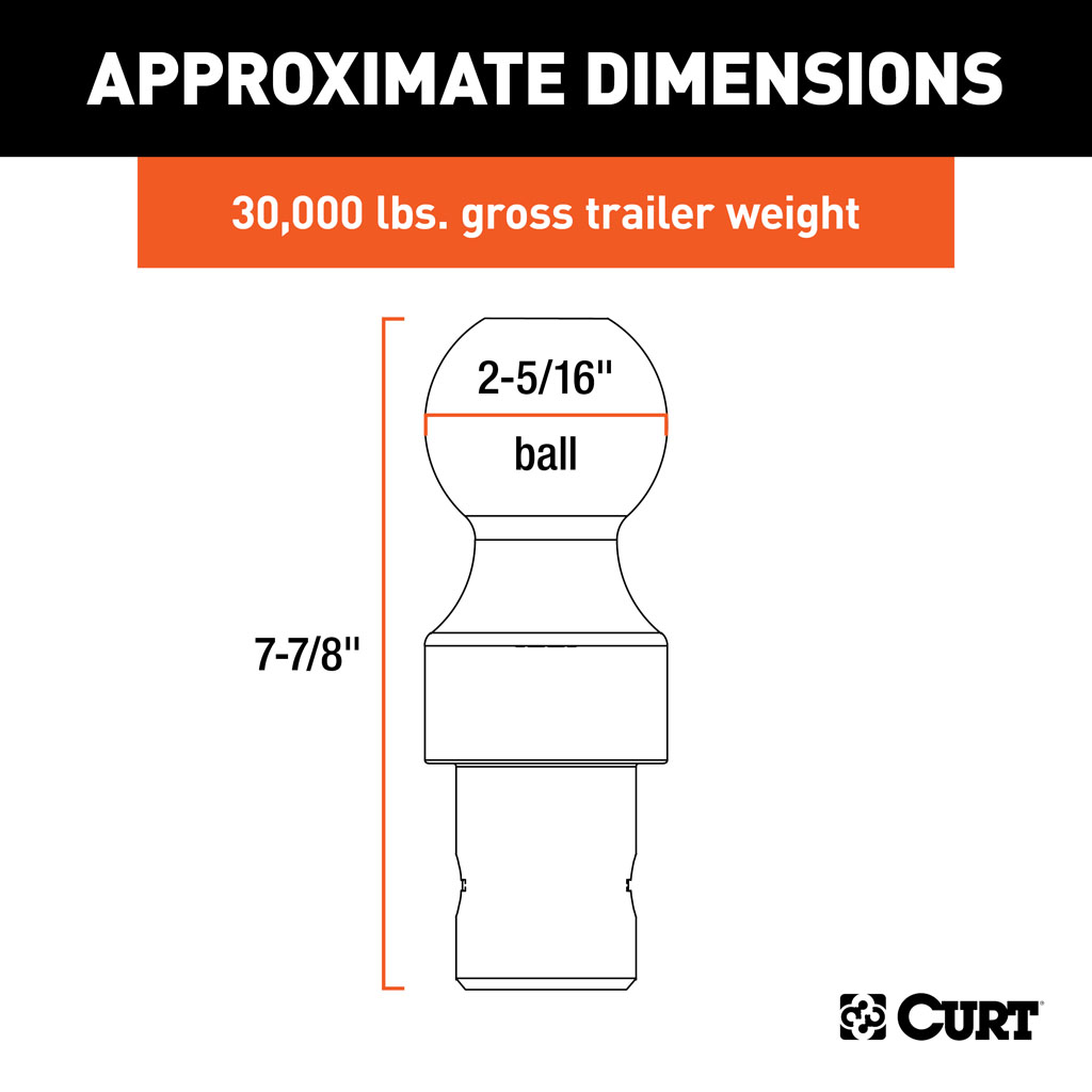 CURT 2-5/16" OEM-Style Gooseneck Hitch Ball, 38,000 lbs. #60627