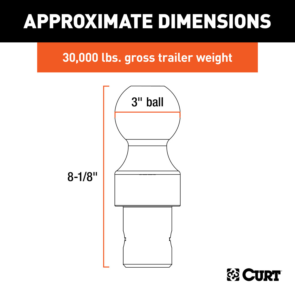 CURT 3" OEM-Style Gooseneck Hitch Ball, 30,000 lbs. #60628